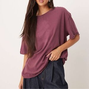 NWT Free People Nina Oversized T-shirt in Maroon / Burgundy